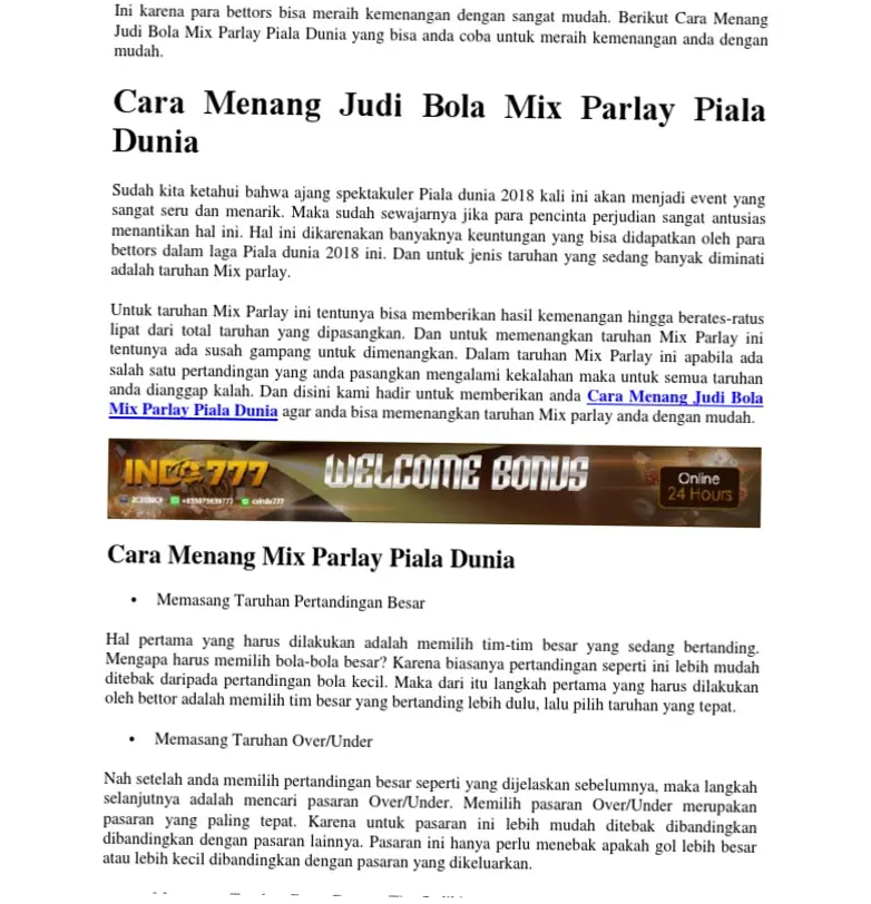 Parlay: Strategi dan Tips untuk Meningkatkan Peluang Menang