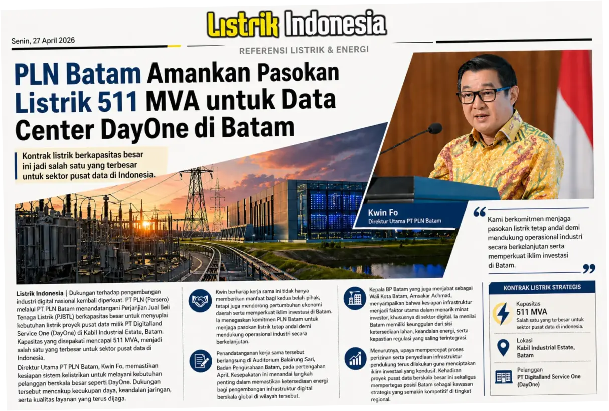 PLN Batam Siap Pasok Listrik 511 MVA untuk Data Center DayOne